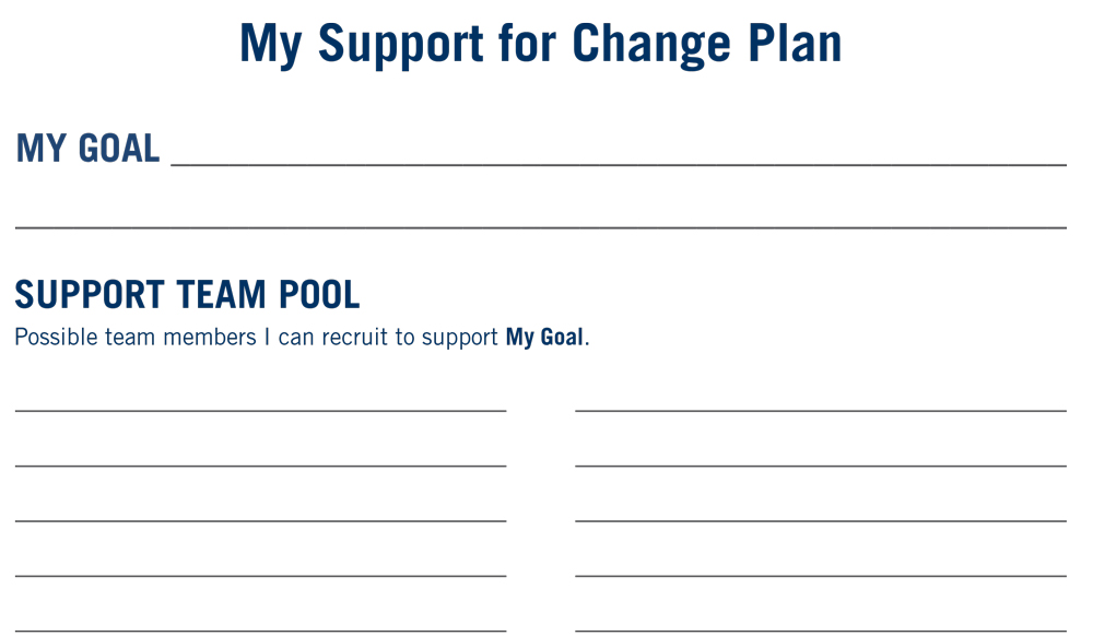 Support for Change Plan Worksheet